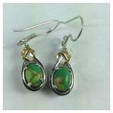 14K gold over sterling Mojave green turquoise and