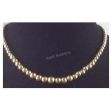 14k gold beaded necklace tested 18in 5.65grams