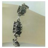 Sterling silver elephant bracelet 8in 15.3g