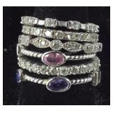Six Sterling CZ rings, sizes 6,7,and 8.5