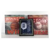 Sports theme wall art, two decor stretched canvas