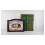 Wall art, cactus painting on rustic wood 17x22