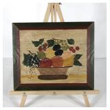 Painted fruit basket on board, signed, 13x11