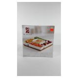 Porcelain servers on bamboo tray, new in box