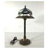 Leaded glass accent table lamp, stands 22" tall