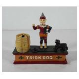 Cast iron trick dog coin bank, 7.5"