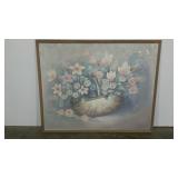 Framed textured painting, 51 x 60, signed by