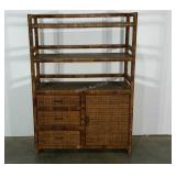 Wicker stand, woven and wrapped, 17 x 45 x 64,