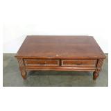 Coffee table, 2 drawers, 8 x 49 x 19, damage as