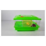 Small hamster cage, includes wheel, food bowl,