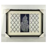 Blue and white decor deep frame picture, 31x23