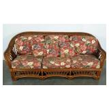 Rattan sofa, 76" x 36" x 28", cushions