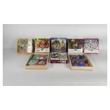 Group of puzzles, all opened, includes some