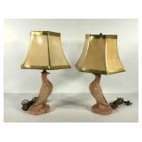 Pair of ceramic figural bird accent lamps with