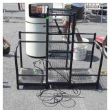 Outdoor metal flower pot stand and metal dog