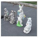 4pc Outdoor Garden Decor Figures, one Rabbit