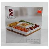 Porcelain servers on bamboo tray, new in box