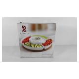 Porcelain servers on bamboo tray, new in box