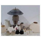 Table lamp and various sizes of lamp shades