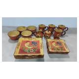 Rooster design dinnerware,  service for four with
