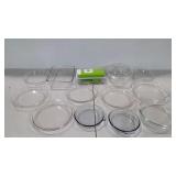 Glass cookware, Pyrex and Glasbake, plus a food