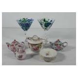 Mixed group, includes two hand painted martini