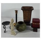 Home decor, includes pillar candle holders, vase