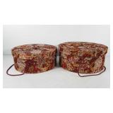 Two fabric hat boxes