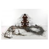 Wooden corner shelf and three country craft