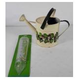 Garden decor, includes painted watering can