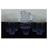 Glassware, water pitcher and tumbler set,