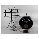 GP bass kick drum with pedal, music stand,