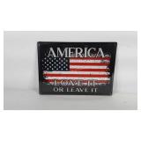 Patriotic metal sign, America Love It or Leave