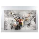 Decor stretched canvas stag picture, 32x20,