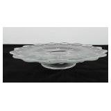 Glassware, cake plate with etched floral design,