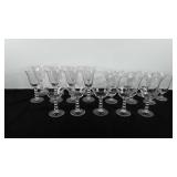 Glassware, candlewick pattern, 5.5"-7.5",