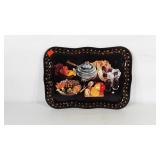 Decorative toleware tray with Coca-Cola bottles,