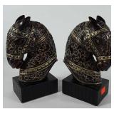 Horsehead bookends, 11.5", one is cracked on