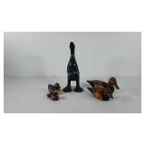 Five duck decor pieces, includes three wooden