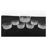 Glassware, includes six berry bowls and one