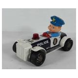 Toys, tin police car with driver, 10.5"