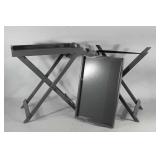 Pair of painted wooden TV trays with removable