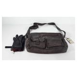 Leather gloves and urban canvas bag by Velez