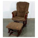 Glider rocker with stool, microfiber suede
