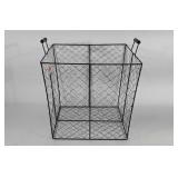 Chicken wire storage basket with wooden handles,