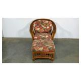 Rattan chair and ottoman, cushions need cleaned