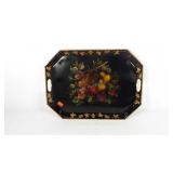 Fruit painted toleware tray, 22" × 16"