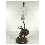Bucking Bronco Cowboy lamp with bronzed finish,