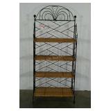 Wicker and metalwork shelving, 63" tall,