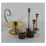 Home decor, includes brass candlestick holders,